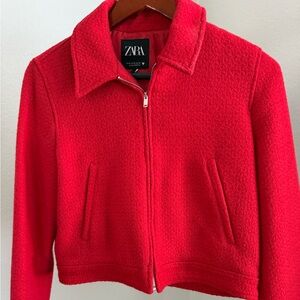 Zara Women's Bold Red Bomber Jacket